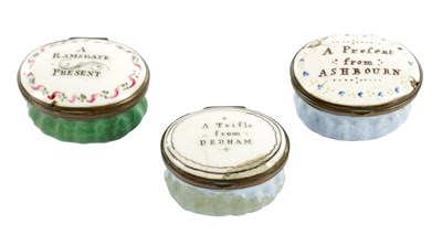 Lot 614 - A COLLECTION OF THREE ENAMEL 18TH/19TH CENTURY PATCH BOXES