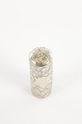 Lot 437 - A VICTORIAN CYLINDRICAL SILVER SCENT BOTTLE