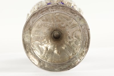 Lot 375 - A LATE 18TH/19TH STERLING SILVER AND BLUE GLASS SUGAR BOWL