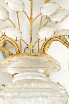 Lot 689 - MAISON BAGUES. A PAIR OF FLORAL GLASS WALL SCONCES