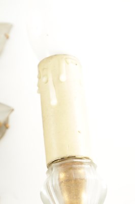 Lot 689 - MAISON BAGUES. A PAIR OF FLORAL GLASS WALL SCONCES