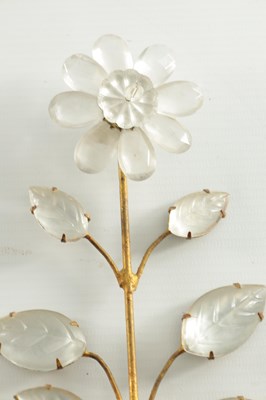 Lot 689 - MAISON BAGUES. A PAIR OF FLORAL GLASS WALL SCONCES