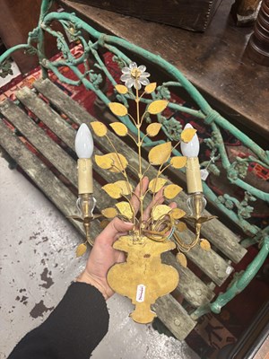 Lot 689 - MAISON BAGUES. A PAIR OF FLORAL GLASS WALL SCONCES