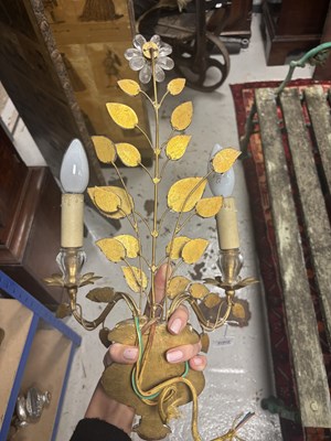 Lot 689 - MAISON BAGUES. A PAIR OF FLORAL GLASS WALL SCONCES