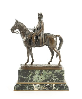 Lot 607 - EMILE PINEDO (1840-1916) A 19TH CENTURY PATINATED BRONZE FIGURE OF NAPOLIAN ON HORSEBACK
