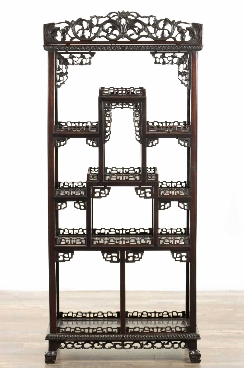 Lot 116 - A LATE 19TH CENTURY DENSE HARDWOOD CHINESE DISPLAY CABINET