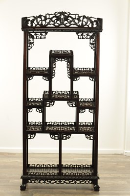 Lot 116 - A LATE 19TH CENTURY DENSE HARDWOOD CHINESE DISPLAY CABINET