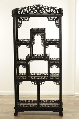 Lot 116 - A LATE 19TH CENTURY DENSE HARDWOOD CHINESE DISPLAY CABINET