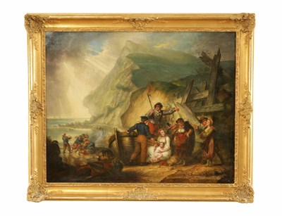 Lot 897 - WILLIAM COLLINS (1788-1847) A 19TH CENTURY OIL ON CANVAS COASTAL SCENE DEPICTING SMUGGLERS