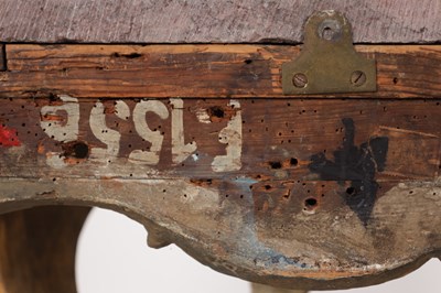 Lot 1201 - AN 18TH CENTURY ITALIAN CARVED GILTWOOD AND POLYCHROME DECORATED CONSOLE TABLE OF SMALL SIZE