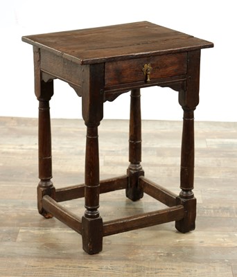 Lot 1158 - A 17TH CENTURY JOINED OAK SIDE TABLE OF SMALL PROPORTIONS