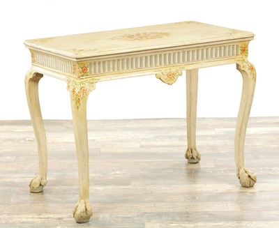 Lot 125 - A DECORATIVE GEORGE I STYLE FLORAL PAINTED CONSOLE TABLE