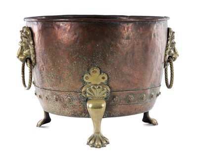Lot 80 - A LARGE REGENCY COPPER AND BRASS LOG BIN