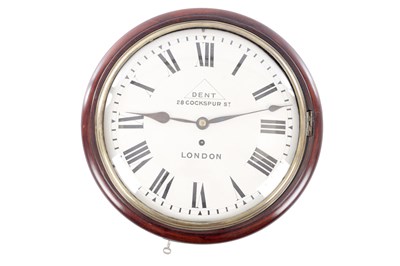 Lot 346 - A 19TH CENTURY CONVEX DIAL FUSEE WALL CLOCK SIGNED DENT, LONDON