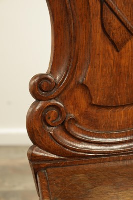 Lot 197 - A PAIR OF 19TH CENTURY OAK HALL CHAIRS