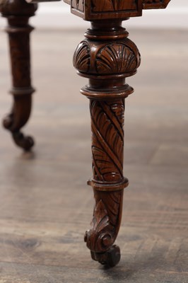Lot 269 - AN EARLY VICTORIAN CARVED ROSEWOOD DRESSING STOOL