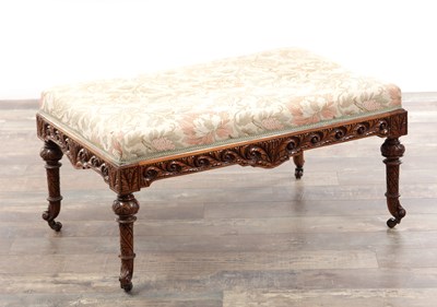 Lot 269 - AN EARLY VICTORIAN CARVED ROSEWOOD DRESSING STOOL