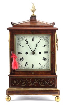 Lot 1014 - J. BERMAN, REGENT'S PARK. A REGENCY FIGURED MAHOGANY DOUBLE FUSEE BRACKET CLOCK