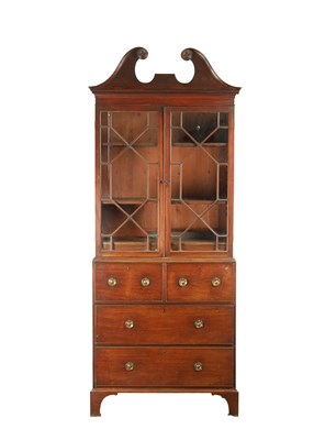 Lot 1204 - A GEORGE III MAHOGANY ESTATE CABINET/LIBRARY BOOKCASE