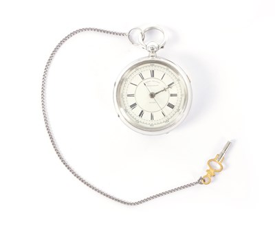 Lot 117 - AN ENGLISH SILVER CASED FUSEE CHRONOGRAPH POCKET WATCH