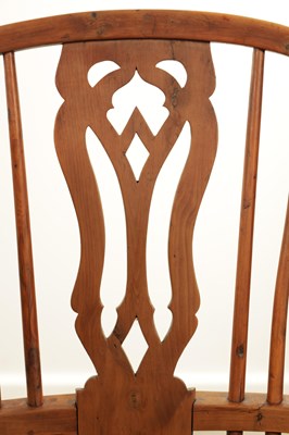 Lot 1280 - A SET OF THREE EARLY 19TH CENTURY YEW WOOD WINDSOR CHAIRS