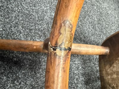 Lot 1280 - A SET OF THREE EARLY 19TH CENTURY YEW WOOD WINDSOR CHAIRS