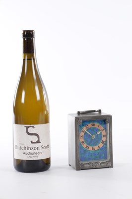 Lot 1028 - ARCHIBALD KNOX FOR LIBERTY & CO. AN ART NOUVEAU 'TUDRIC' PEWTER CARRIAGE CLOCK