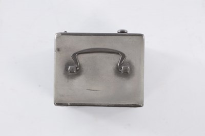 Lot 1028 - ARCHIBALD KNOX FOR LIBERTY & CO. AN ART NOUVEAU 'TUDRIC' PEWTER CARRIAGE CLOCK