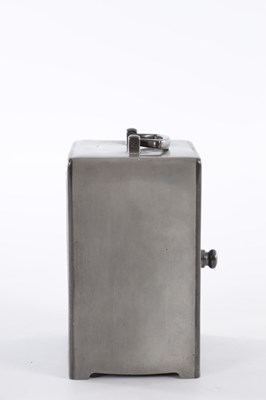 Lot 1028 - ARCHIBALD KNOX FOR LIBERTY & CO. AN ART NOUVEAU 'TUDRIC' PEWTER CARRIAGE CLOCK