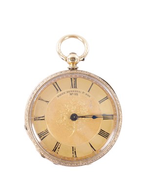 Lot 303 - THOMAS RUSSELL. A LATE 19TH CENTURY 18CT GOLD FOB WATCH