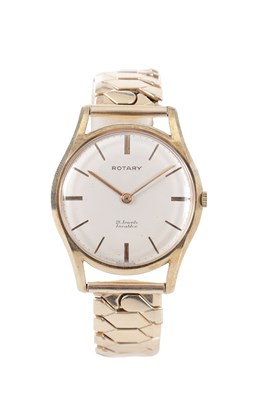 Lot 345 - A GENTLEMAN'S 9CT GOLD ROTARY INCABLOC WRISTWATCH
