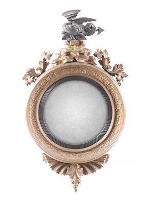 Lot 1264 - A 19TH CENTURY GILTWOOD CONVEX MIRROR