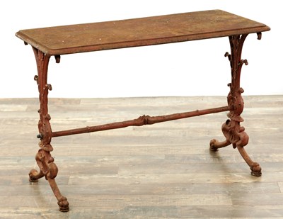 Lot 37 - AN UNUSUAL REGENCY CAST IRON GARDEN TABLE