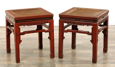 Lot 363 - A PAIR OF 19TH CENTURY CHINESE SCARLET LACQUER SIDE TABLES