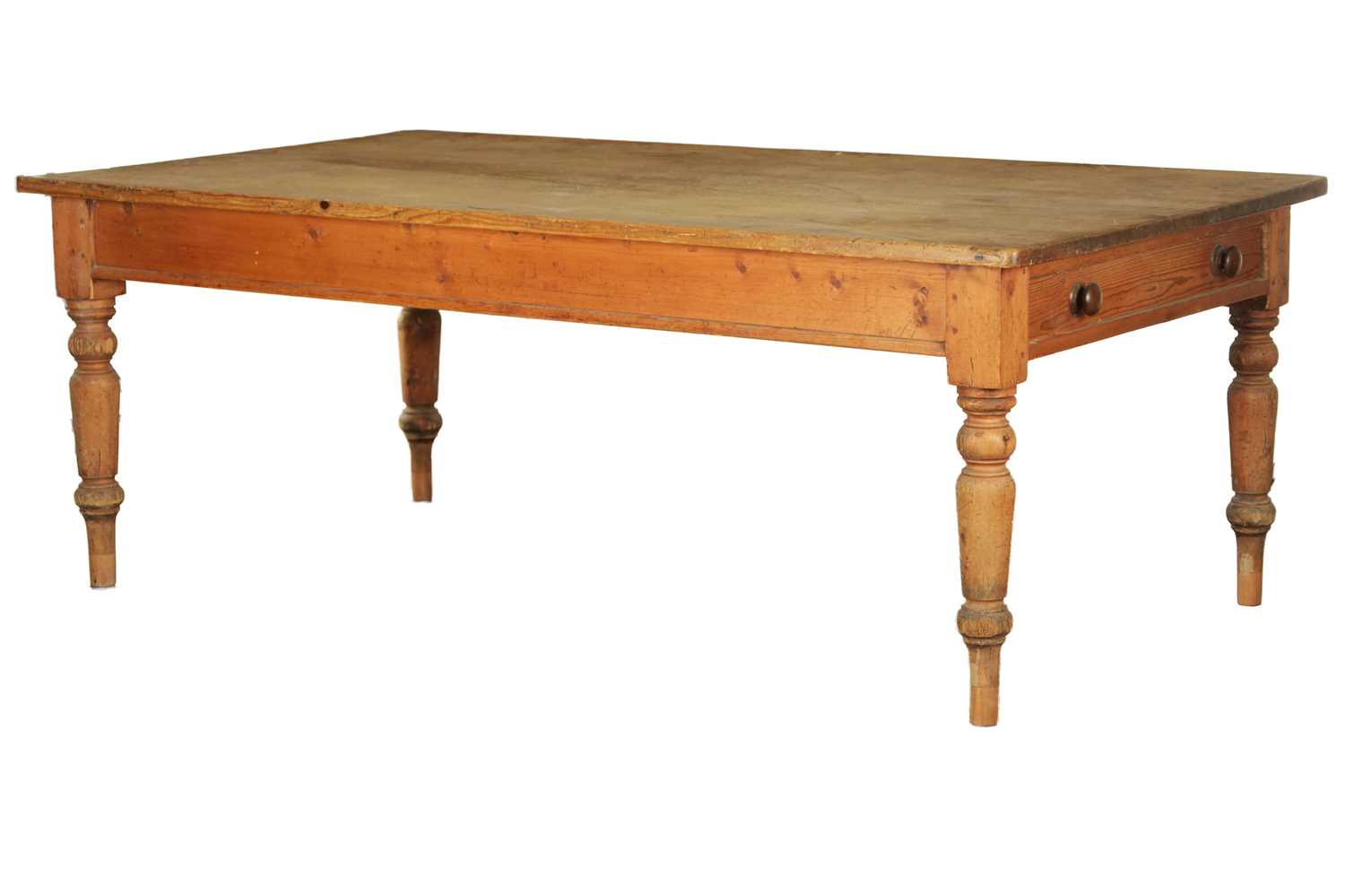 Lot 1183 - A LARGE 19TH CENTURY TEN SEATER PINE FARMHOUSE TABLE