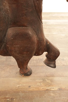 Lot 664 - A LARGE HALF LIFE SIZE RARE 19TH CENTURY CARVED AND PAINTED LONGHORN BULL