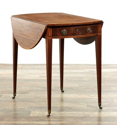 Lot 303 - A GEORGE III INLAID SABICU WOOD PEMBROKE TABLE
