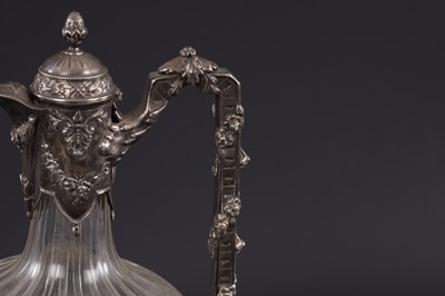 Lot 44 - A LATE 19TH CENTURY CONTINENTAL SILVER MOUNTED CUT GLASS CLARET JUG
