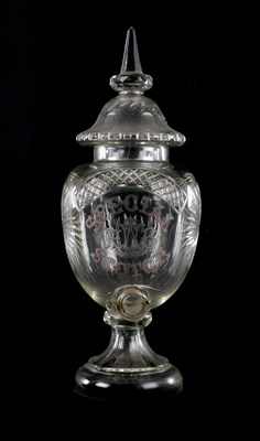 Lot 35 - A LARGE 19TH CENTURY CUT GLASS WHISKEY DISPENSER