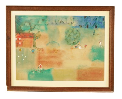 Lot 281 - A 1960'S BLOCKWORK AND GUACHE PAINTING