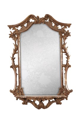 Lot 1220 - A 19TH CENTURY CARVED GILTWOOD ITALIAN HANGING MIRROR