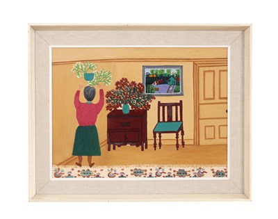 Lot 382 - GLADYS H. COOPER. A MID 20TH CENTURY OIL ON BOARD ENTITLED "XMAS DAY" DATED 1955
