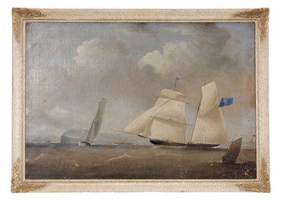 Lot 874 - A 19TH CENTURY OIL ON CANVAS SEASCAPE DEPICTING SAILING BOATS