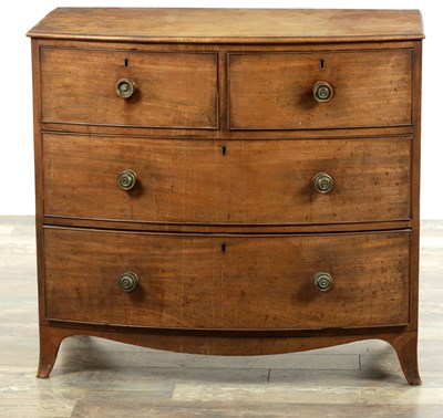 Lot 83 - A LATE GEORGIAN BOW-FRONTED MAHOGANY CHEST OF DRAWERS