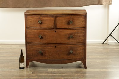 Lot 83 - A LATE GEORGIAN BOW-FRONTED MAHOGANY CHEST OF DRAWERS