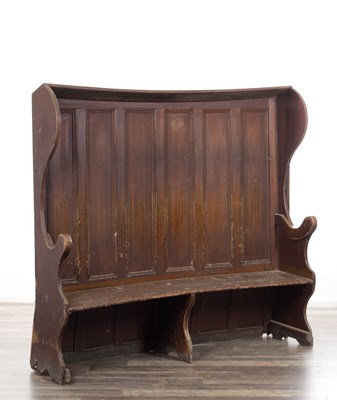 Lot 1319 - AN 18TH CENTURY WEST COUNTRY SCUMBLED PINE "TAVERN" SETTLE