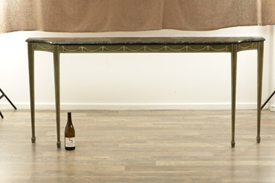 Lot 1283 - A DECORATIVE EARLY 20TH CENTURY PAINTED CONSOLE TABLE IN THE MANNER OF SIBYL COLEFAX AND JOHN FOWLER