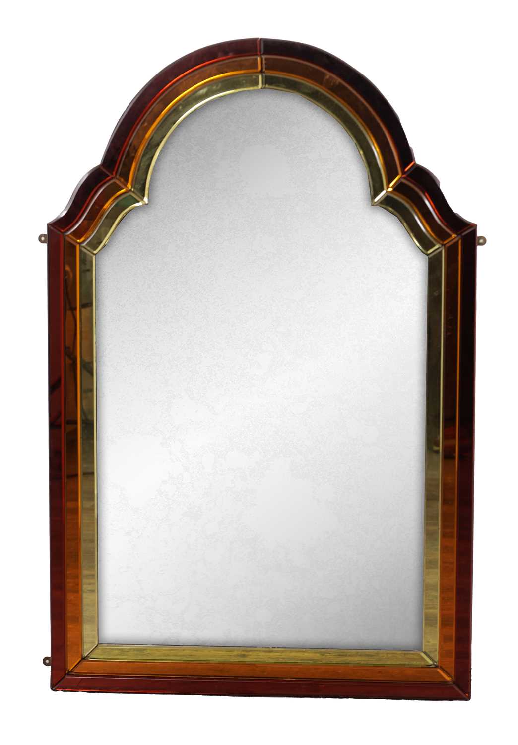 Lot 1302 - A GOOD 1930'S ART DECO COLOURED GLASS HANGING MIRROR