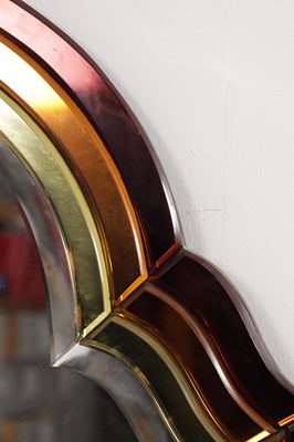 Lot 1302 - A GOOD 1930'S ART DECO COLOURED GLASS HANGING MIRROR