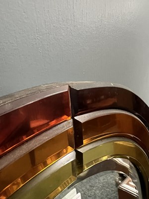 Lot 1302 - A GOOD 1930'S ART DECO COLOURED GLASS HANGING MIRROR